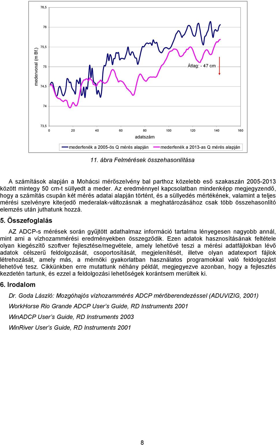 Az eredménnyel kapcsolatban mindenképp megjegyzendő, hogy a számítás csupán két mérés adatai alapján történt, és a süllyedés mértékének, valamint a teljes mérési szelvényre kiterjedő