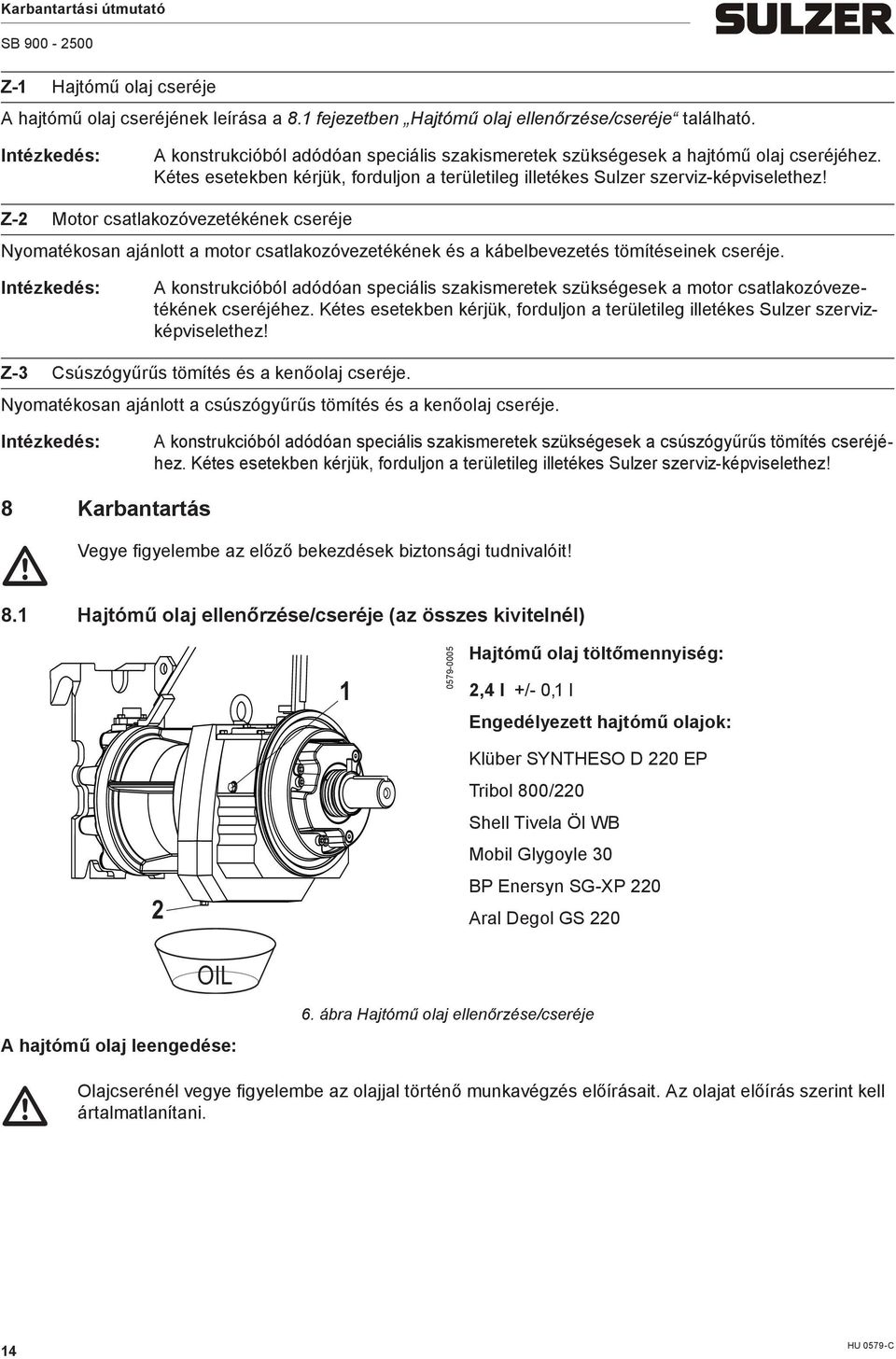 Z-2 Motor csatlakozóvezetékének cseréje Nyoatékosan ajánlott a otor csatlakozóvezetékének és a kábelbevezetés töítéseinek cseréje.