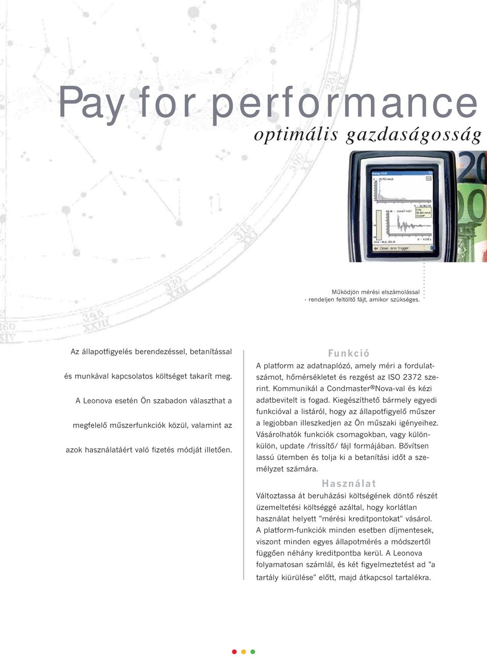 A Leonova esetén Ön szabadon választhat a megfelelő műszerfunkciók közül, valamint az azok használatáért való fizetés módját illetően.