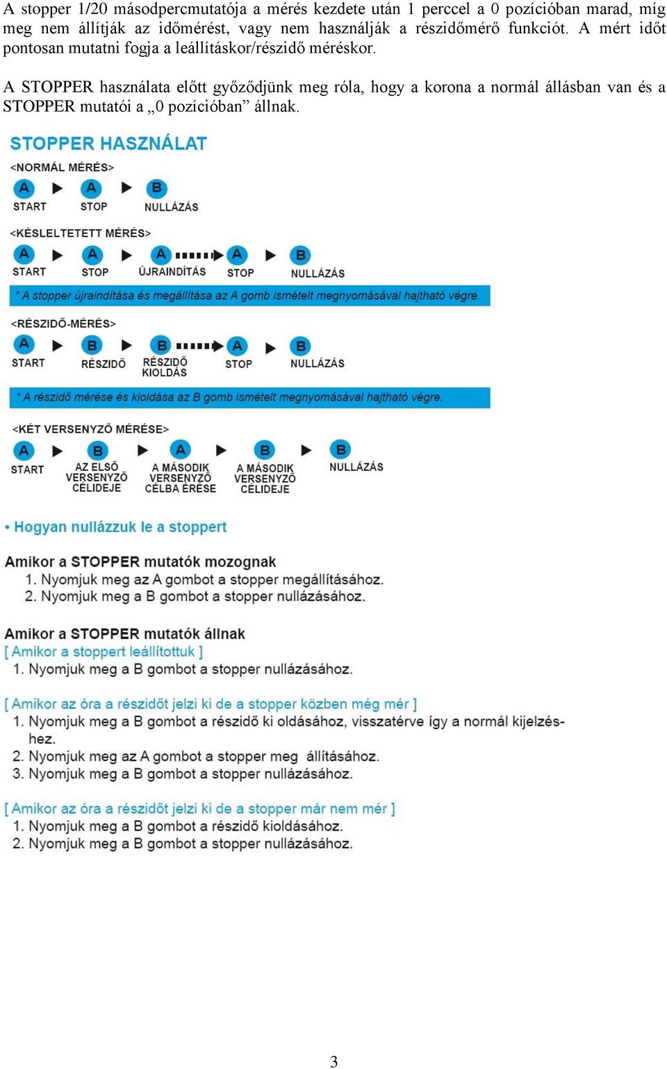 A mért időt pontosan mutatni fogja a leállításkor/részidő méréskor.