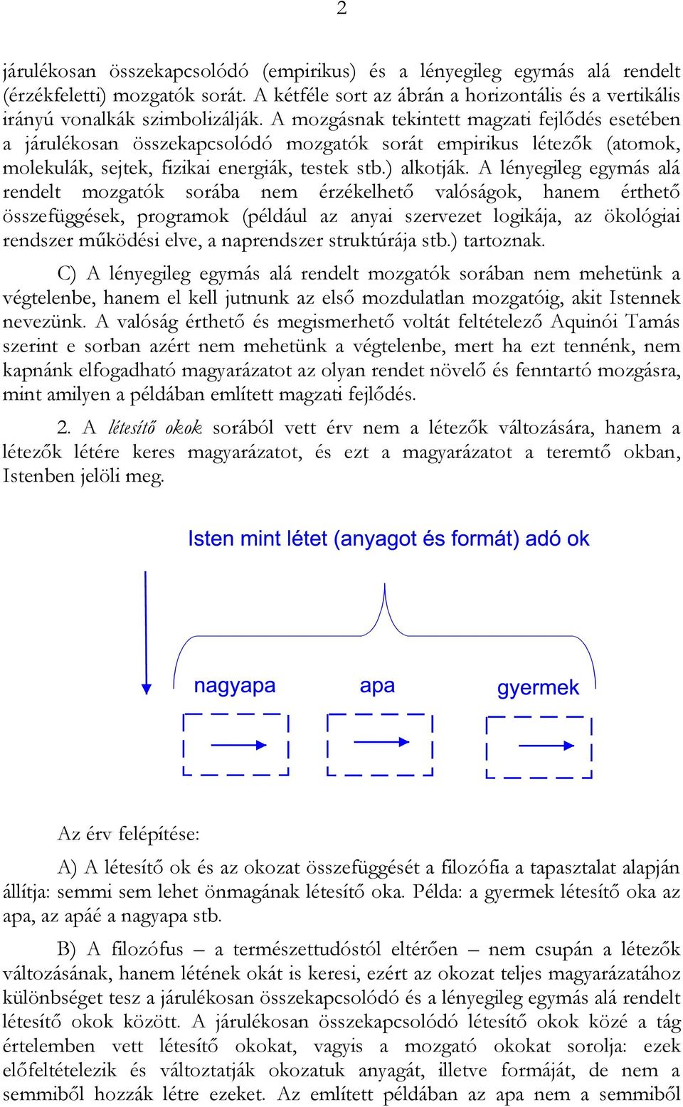 A lényegileg egymás alá rendelt mozgatók sorába nem érzékelhető valóságok, hanem érthető összefüggések, programok (például az anyai szervezet logikája, az ökológiai rendszer működési elve, a