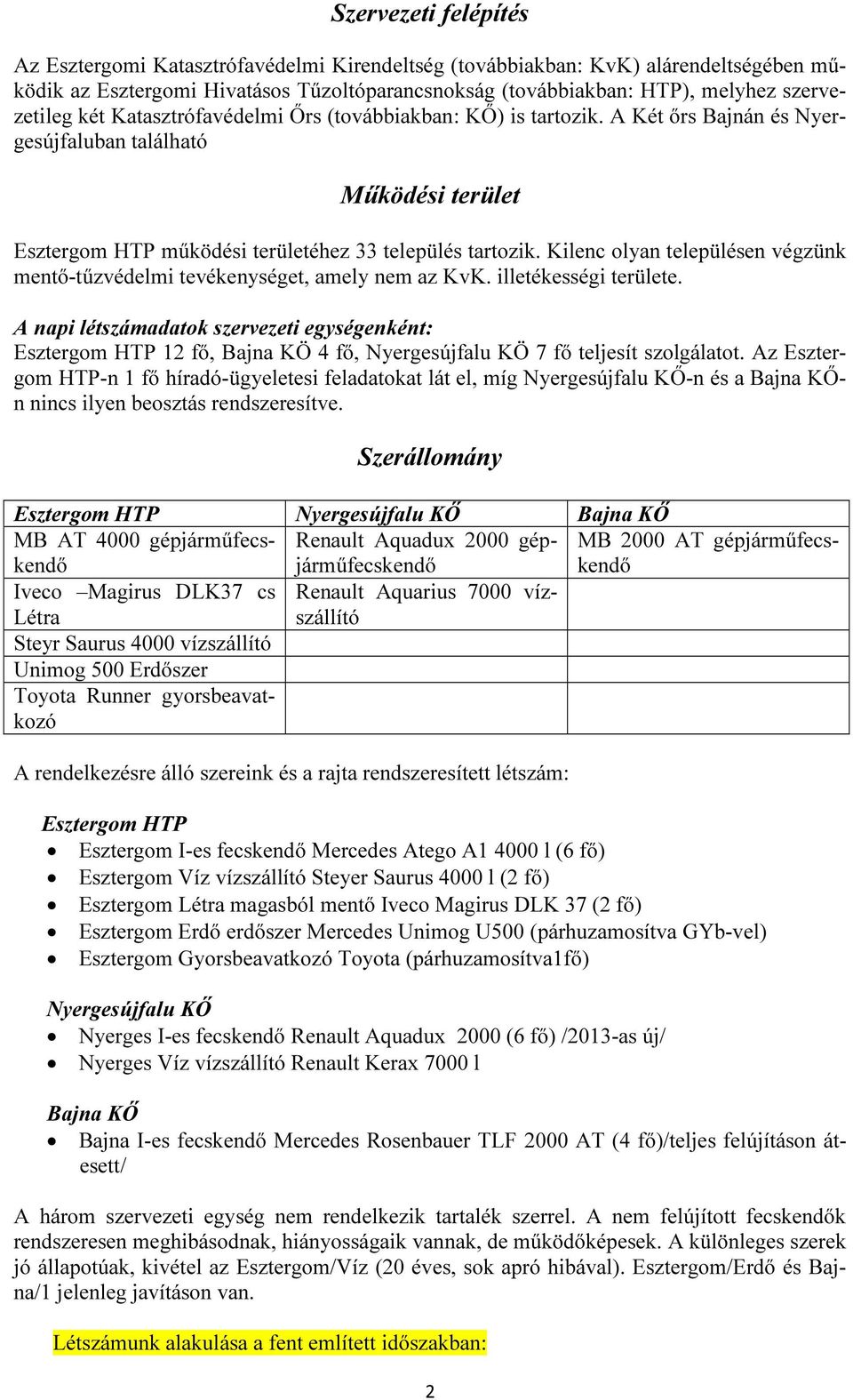 Kilenc olyan településen végzünk mentő-tűzvédelmi tevékenységet, amely nem az KvK. illetékességi területe.