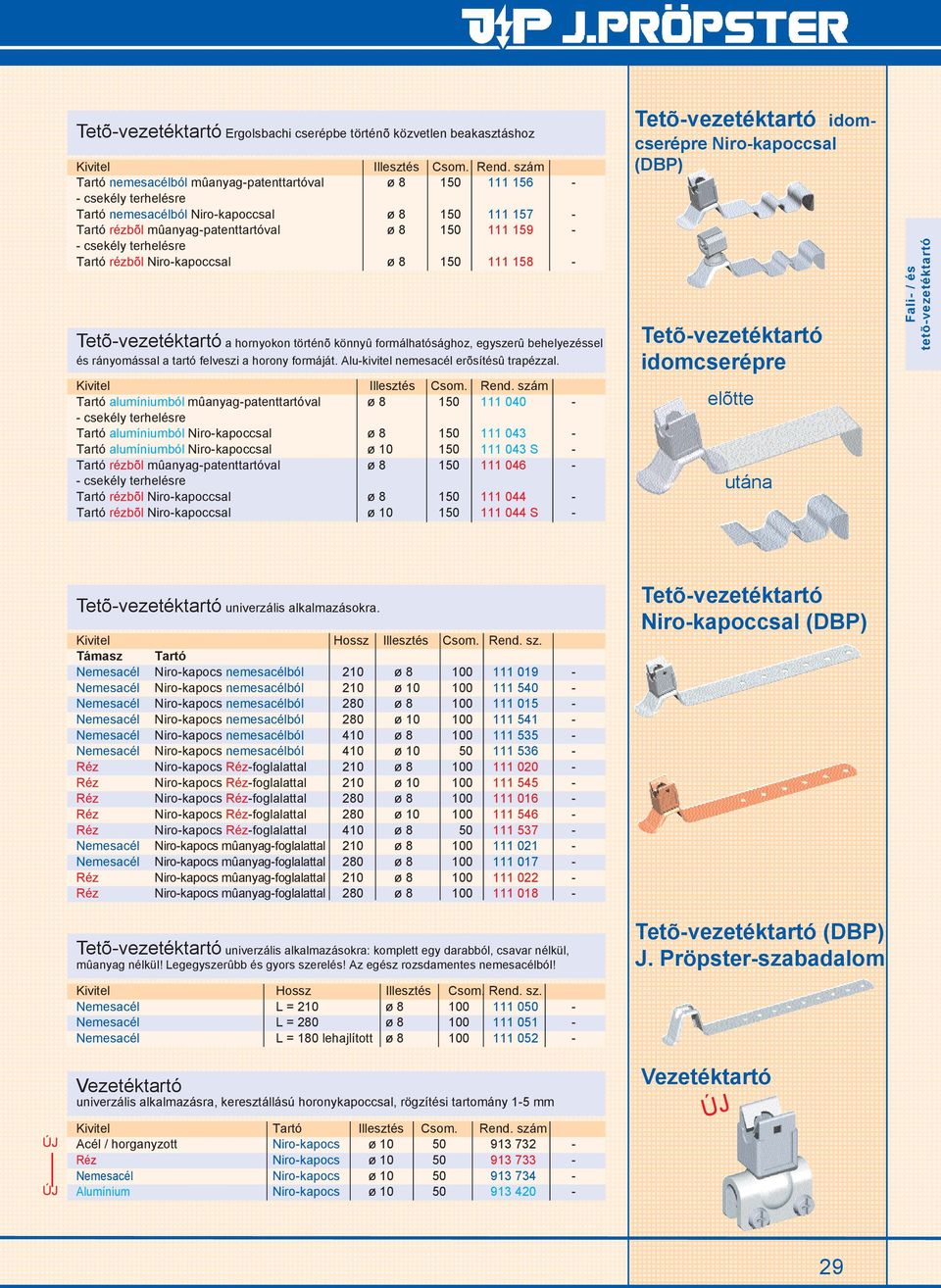 formáját. Alu-kivitel nemesacél erõsítésû trapézzal.