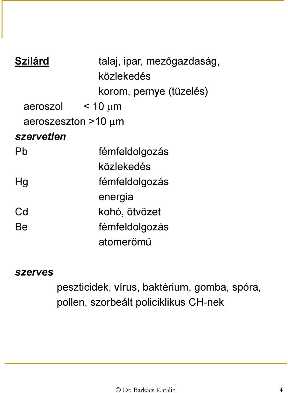 energia Cd kohó, ötvözet Be fémfeldolgozás atomerőmű szerves peszticidek, vírus,