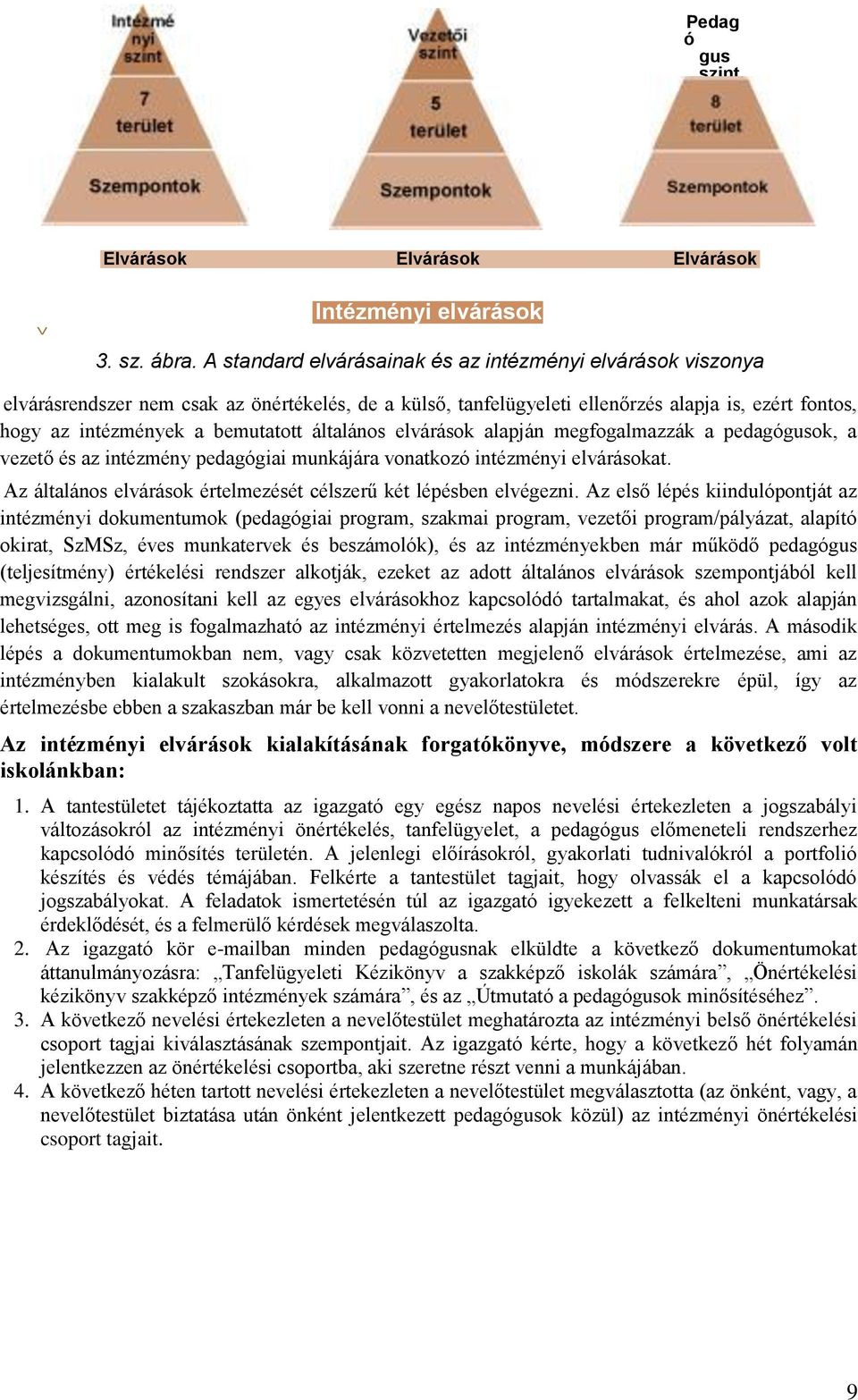 általános elvárások alapján megfogalmazzák a pedagógusok, a vezető és az intézmény pedagógiai munkájára vonatkozó intézményi elvárásokat.