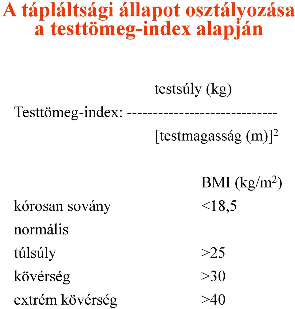 ----------------------------- [testmagasság (m)] 2 BMI