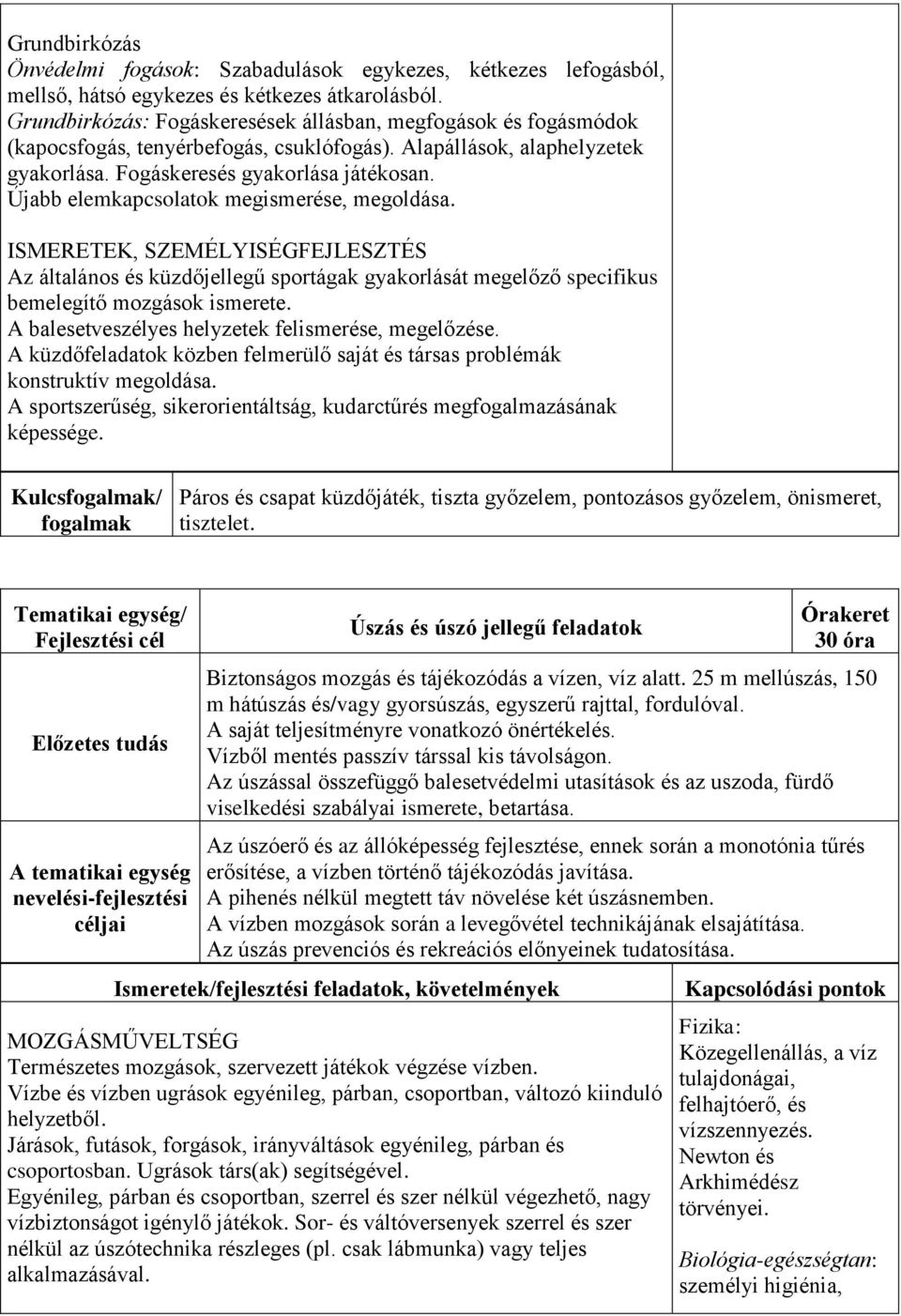 Újabb elemkapcsolatok megismerése, megoldása. ISMERETEK, SZEMÉLYISÉGFEJLESZTÉS Az általános és küzdőjellegű sportágak gyakorlását megelőző specifikus bemelegítő mozgások ismerete.