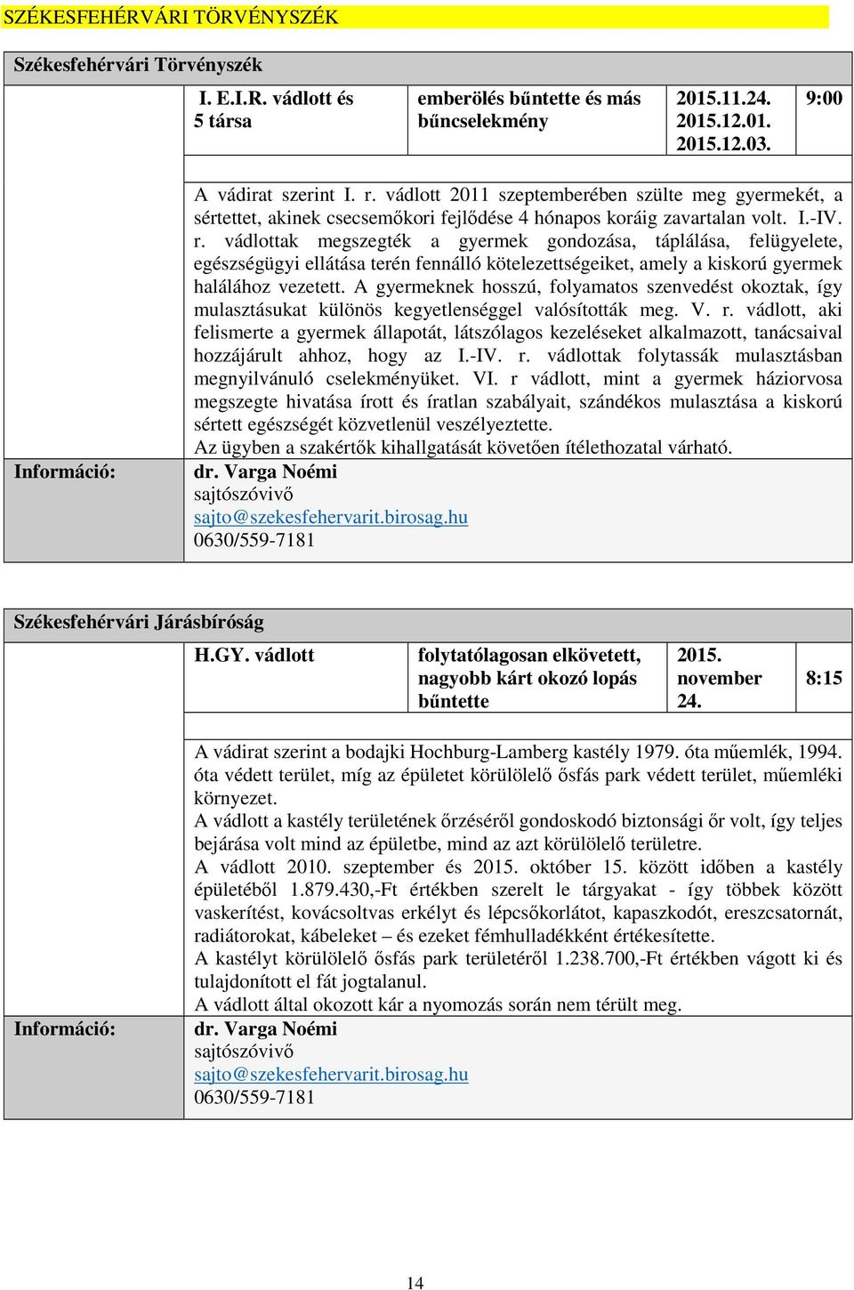 vádlottak megszegték a gyermek gondozása, táplálása, felügyelete, egészségügyi ellátása terén fennálló kötelezettségeiket, amely a kiskorú gyermek halálához vezetett.