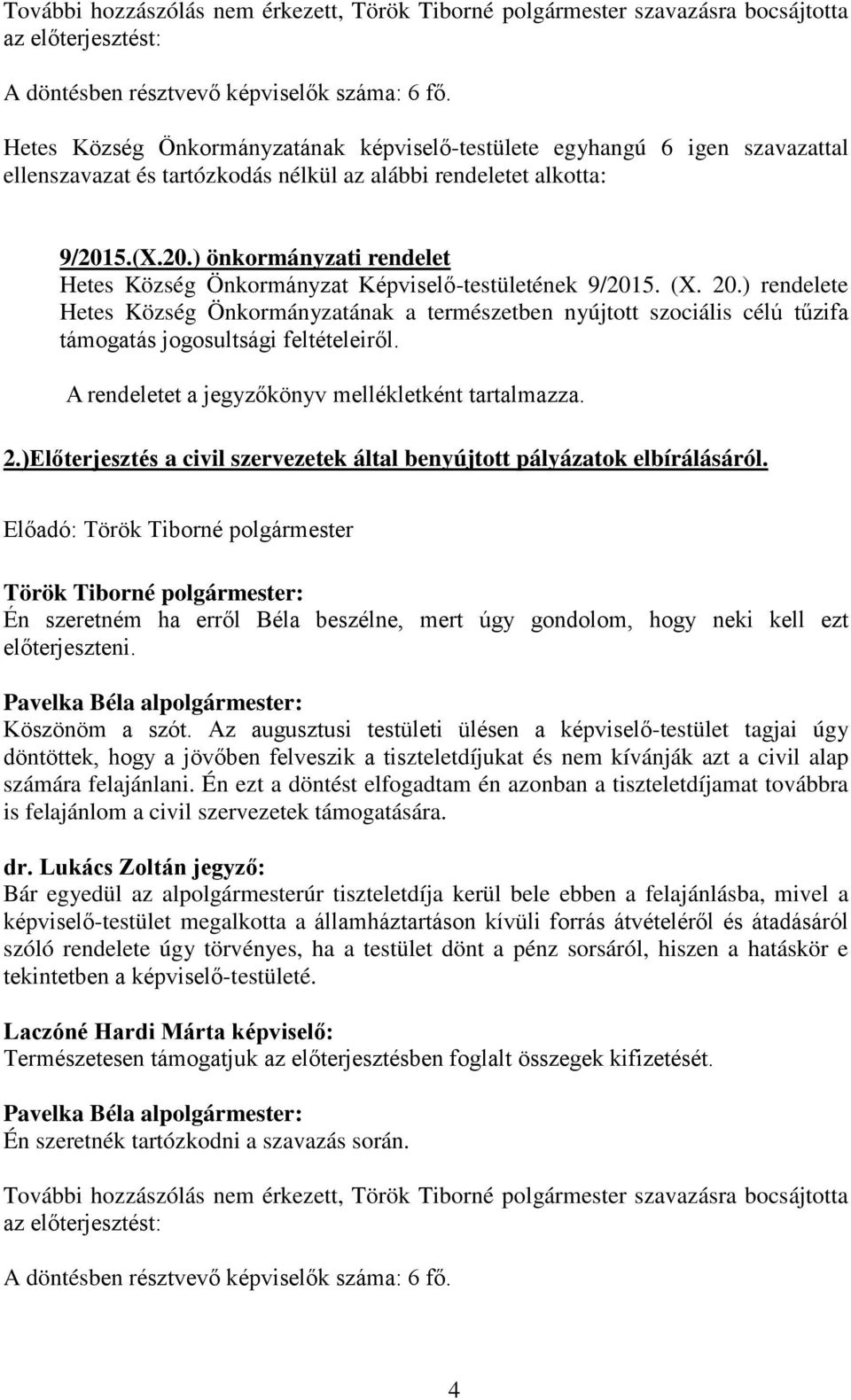 5.(X.20.) önkormányzati rendelet Hetes Község Önkormányzat Képviselő-testületének 9/2015. (X. 20.