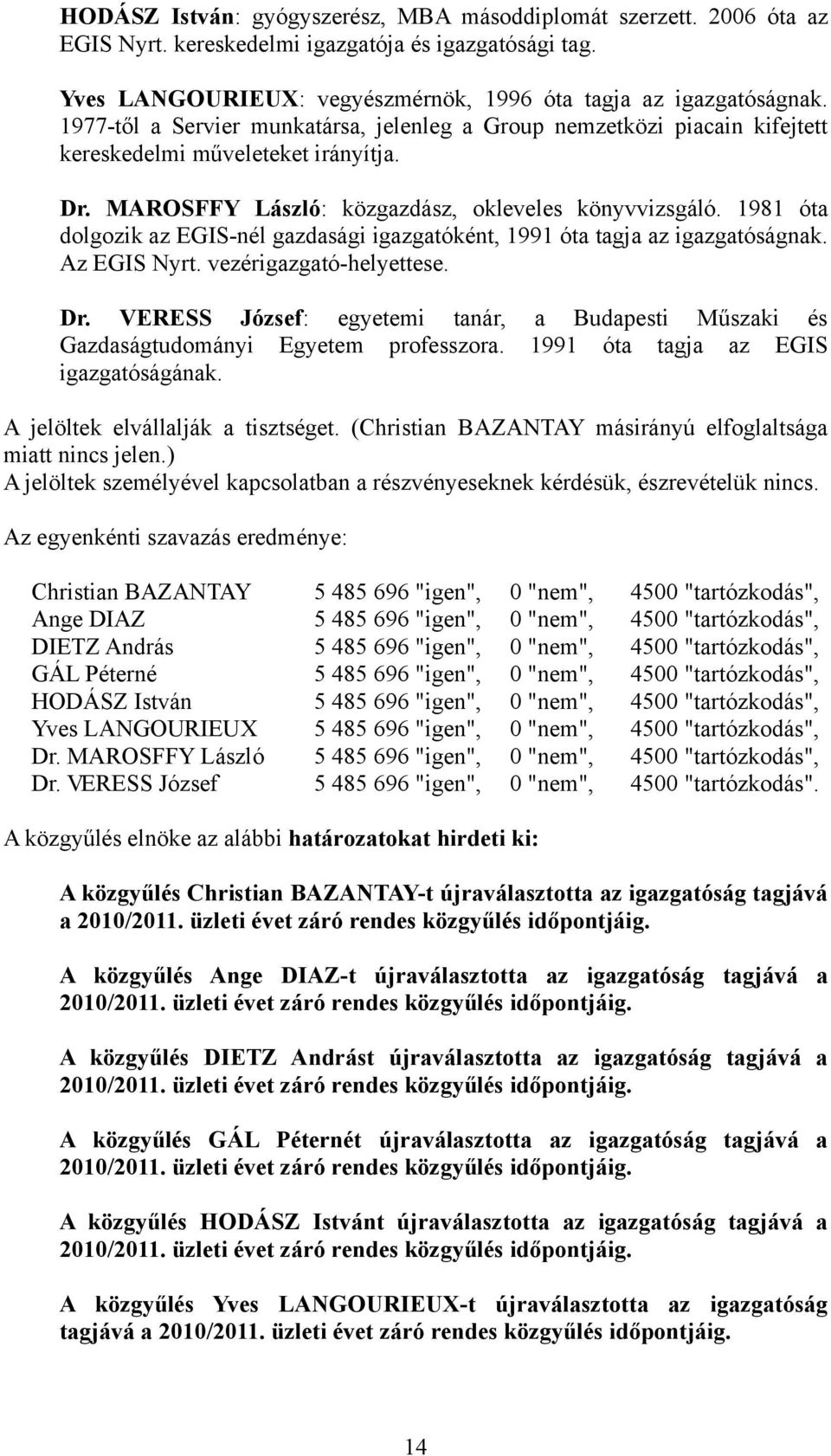 1981 óta dolgozik az EGIS-nél gazdasági igazgatóként, 1991 óta tagja az igazgatóságnak. Az EGIS Nyrt. vezérigazgató-helyettese. Dr.