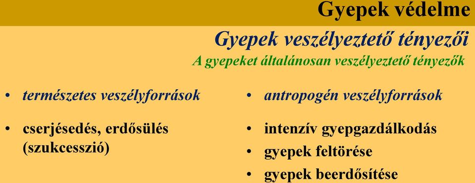 antropogén veszélyforrások cserjésedés, erdősülés