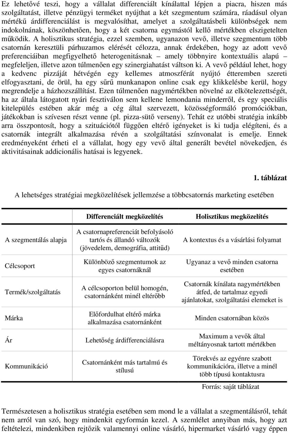 A holisztikus stratégia, ezzel szemben, ugyanazon vevő, illetve szegmentum több csatornán keresztüli párhuzamos elérését célozza, annak érdekében, hogy az adott vevő preferenciáiban megfigyelhető