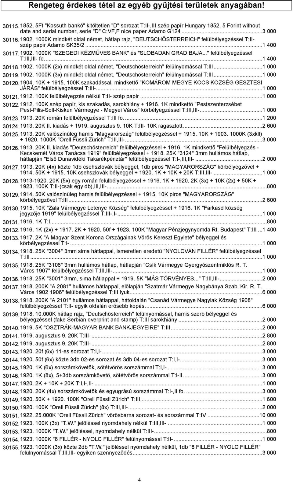 1000K mindkét oldal német, hátlap rajz, "DEUTSCHÖSTERREICH" felülbélyegzéssel T:IIszép papír Adamo SK35/2...1 400 30117.1902. 1000K "SZEGEDI KÉZMŰVES BANK" és "SLOBADAN GRAD BAJA.