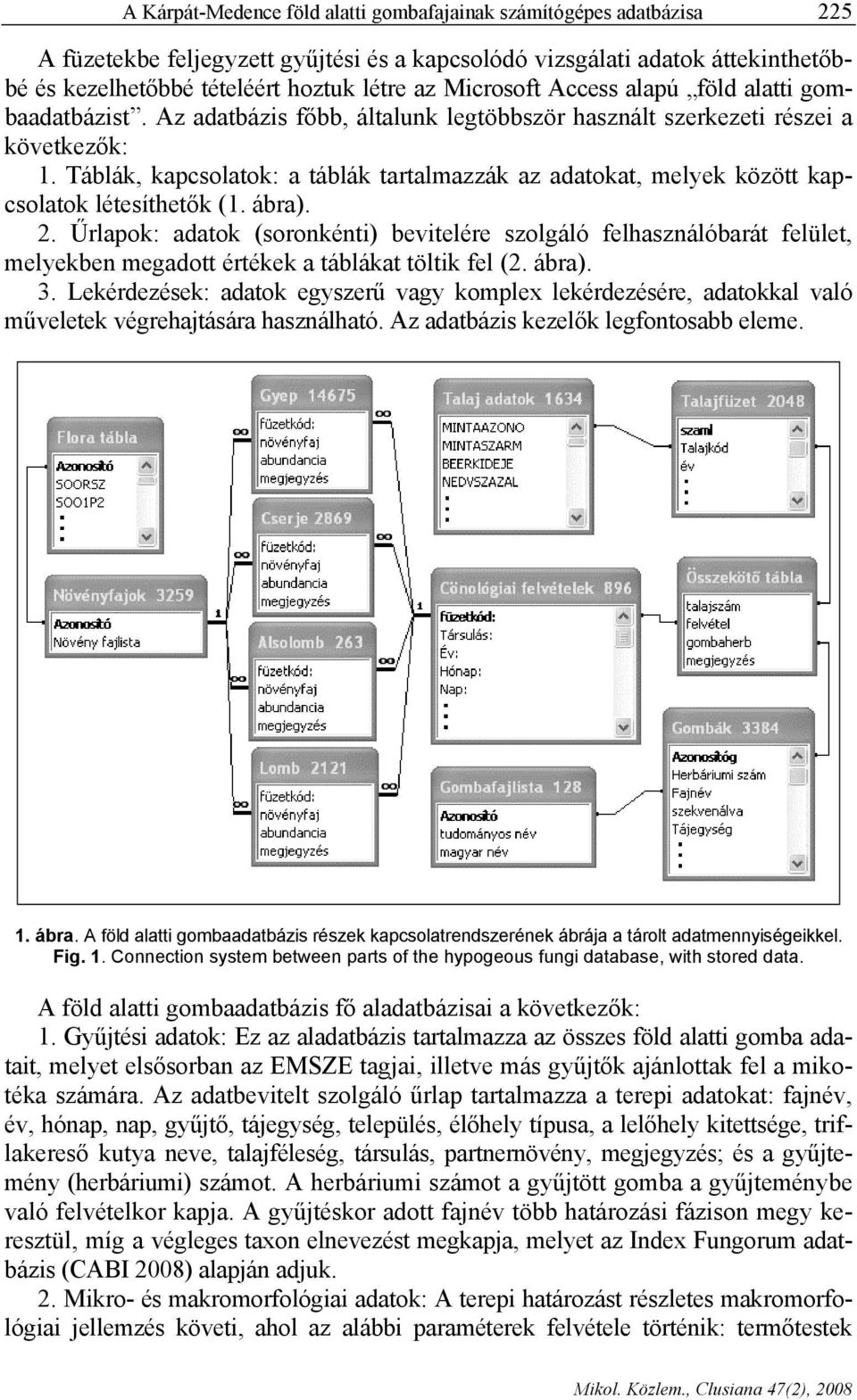 Táblák, kapcsolatok: a táblák tartalmazzák az adatokat, melyek között kapcsolatok létesíthetők (1. ábra). 2.