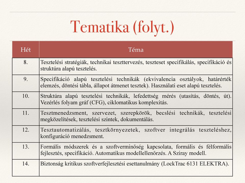 Struktúra alapú tesztelési technikák, lefedettség mérés (utasítás, döntés, út). Vezérlés folyam gráf (CFG), ciklomatikus komplexitás. 11.