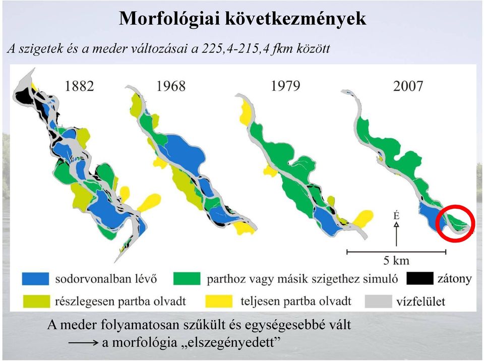 között A meder folyamatosan szűkült és