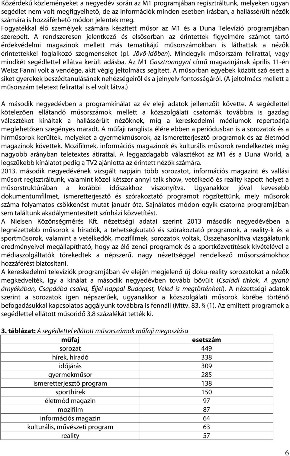 A rendszeresen jelentkező és elsősorban az érintettek figyelmére számot tartó érdekvédelmi magazinok mellett más tematikájú műsorszámokban is láthattak a nézők érintettekkel foglalkozó szegmenseket