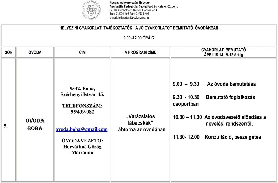 com Horváthné Görög Marianna Varázslatos lábacskák Lábtorna az óvodában 9.00 9.
