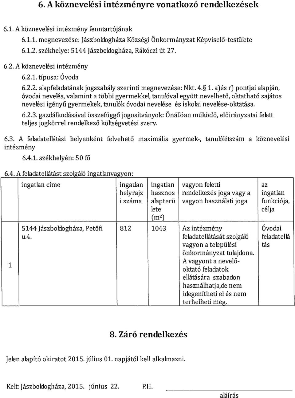 a)és r) pontjai alapján, óvodai nevelés, valamint a többi gyermekkel, tanulóval együtt nevelhető, oktatható sajátos nevelési igényű gyermekek, tanulók óvodai nevelése és iskolai nevelése-oktatása. 6.