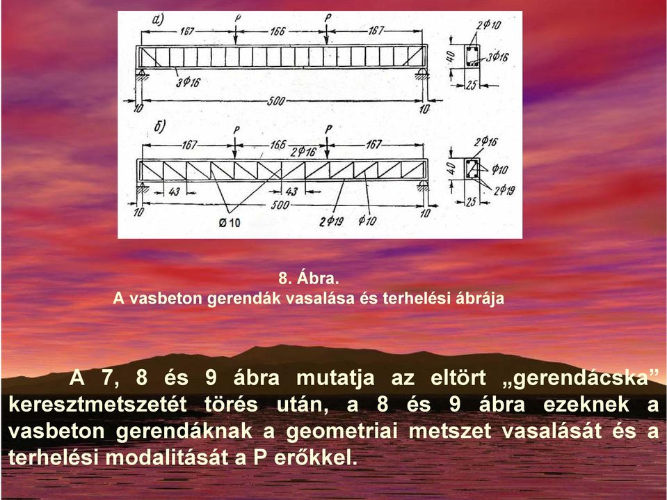 ábra mutatja az eltört gerendácska keresztmetszetét törés