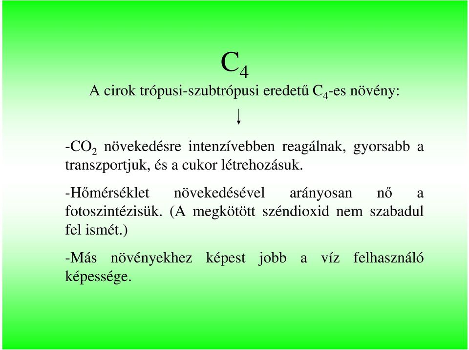 -Hőmérséklet növekedésével arányosan nő a fotoszintézisük.