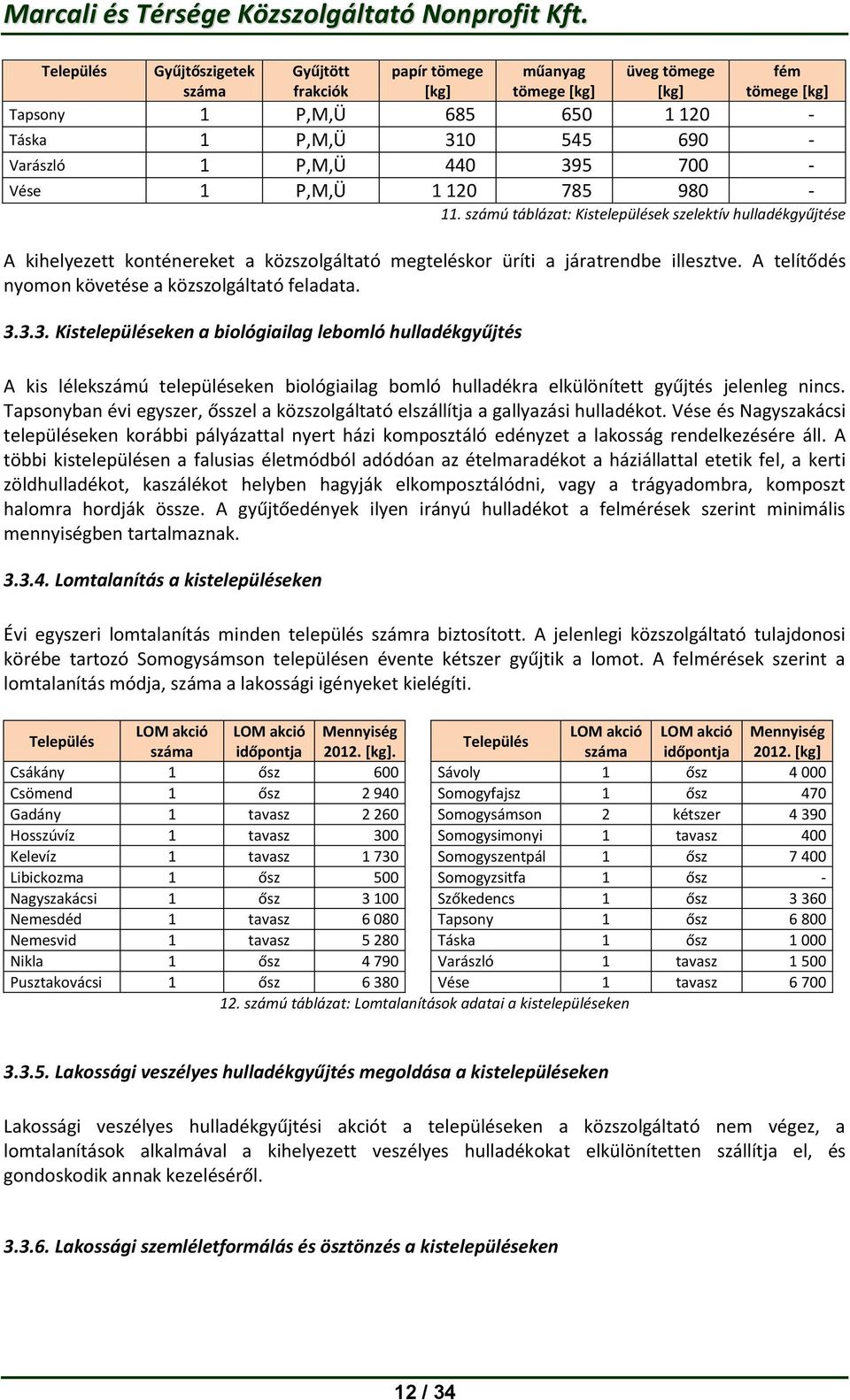 A telítődés nyomon követése a közszolgáltató feladata. 3.