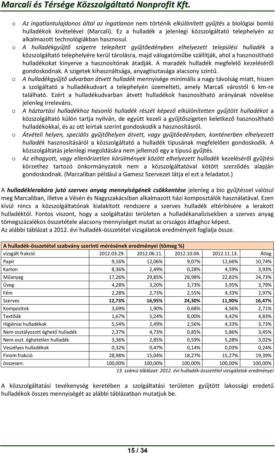 A hulladékgyűjtő szigetre telepített gyűjtőedényben elhelyezett települési hulladék a közszolgáltató telephelyére kerül tárolásra, majd válogatóműbe szállítják, ahol a hasznosítható hulladékokat