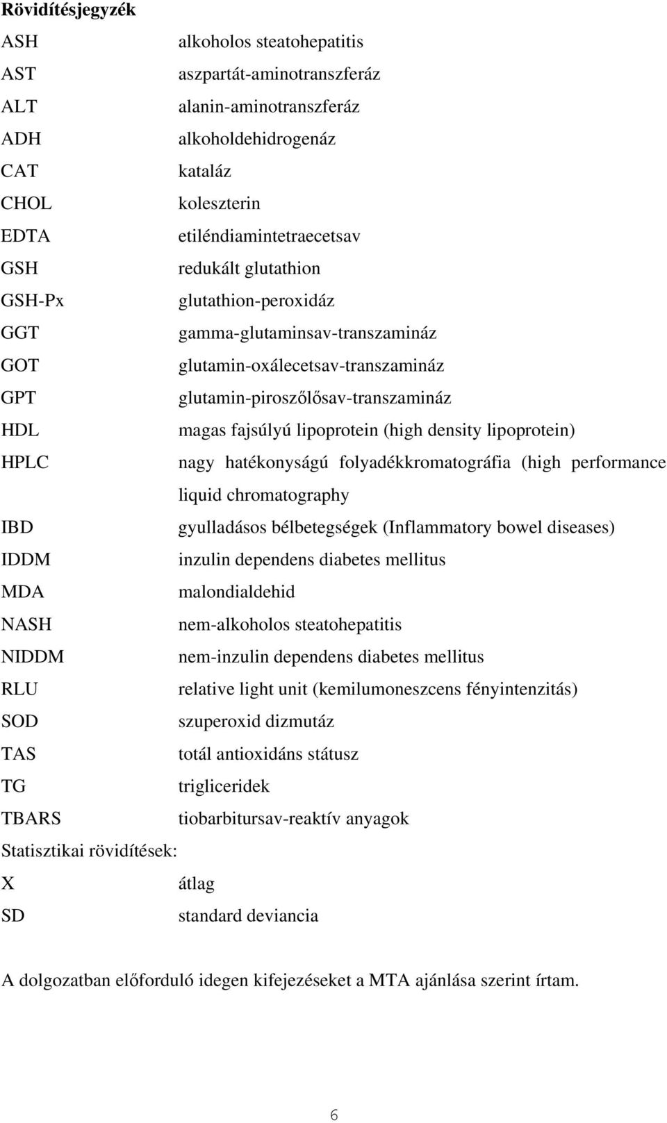 density lipoprotein) HPLC nagy hatékonyságú folyadékkromatográfia (high performance liquid chromatography IBD gyulladásos bélbetegségek (Inflammatory bowel diseases) IDDM inzulin dependens diabetes