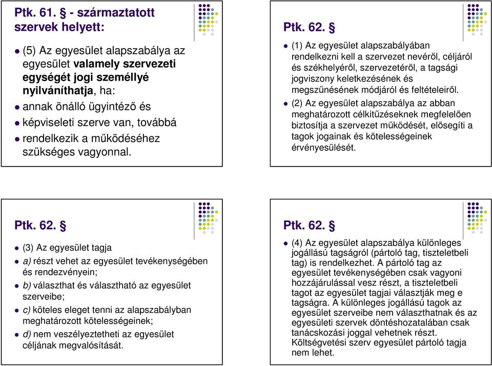 rendelkezik a működéséhez szükséges vagyonnal. Ptk. 62.