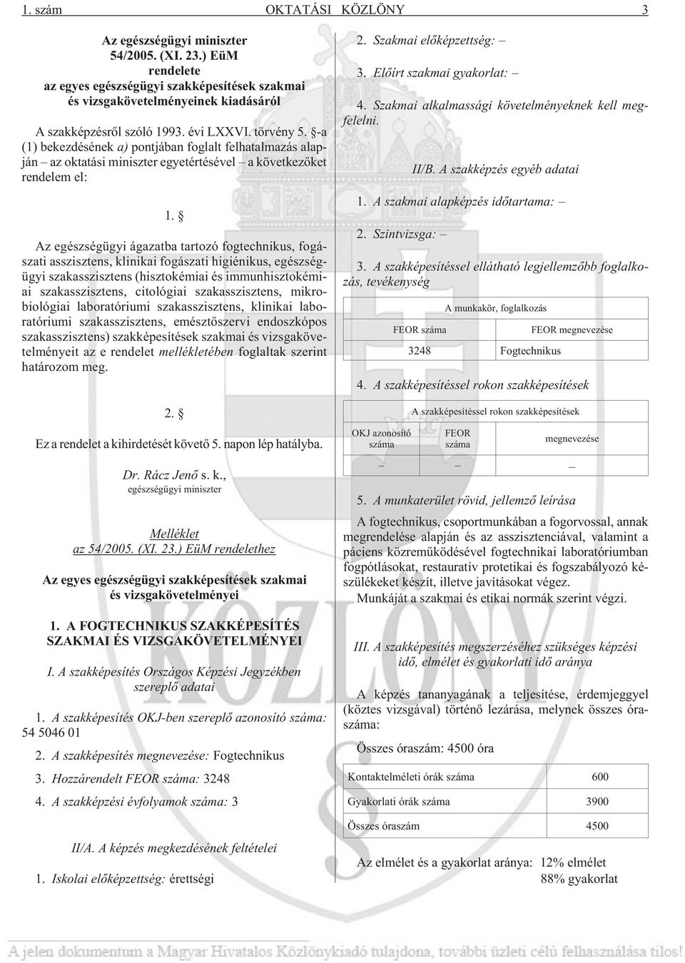 Az egészségügyi ágazatba tartozó fogtechnikus, fogászati asszisztens, klinikai fogászati higiénikus, egészségügyi szakasszisztens (hisztokémiai és immunhisztokémiai szakasszisztens, citológiai