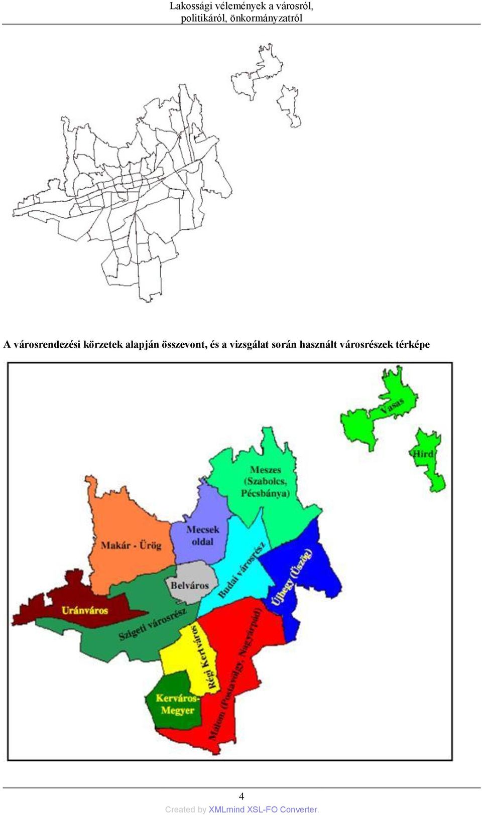 városrendezési körzetek alapján