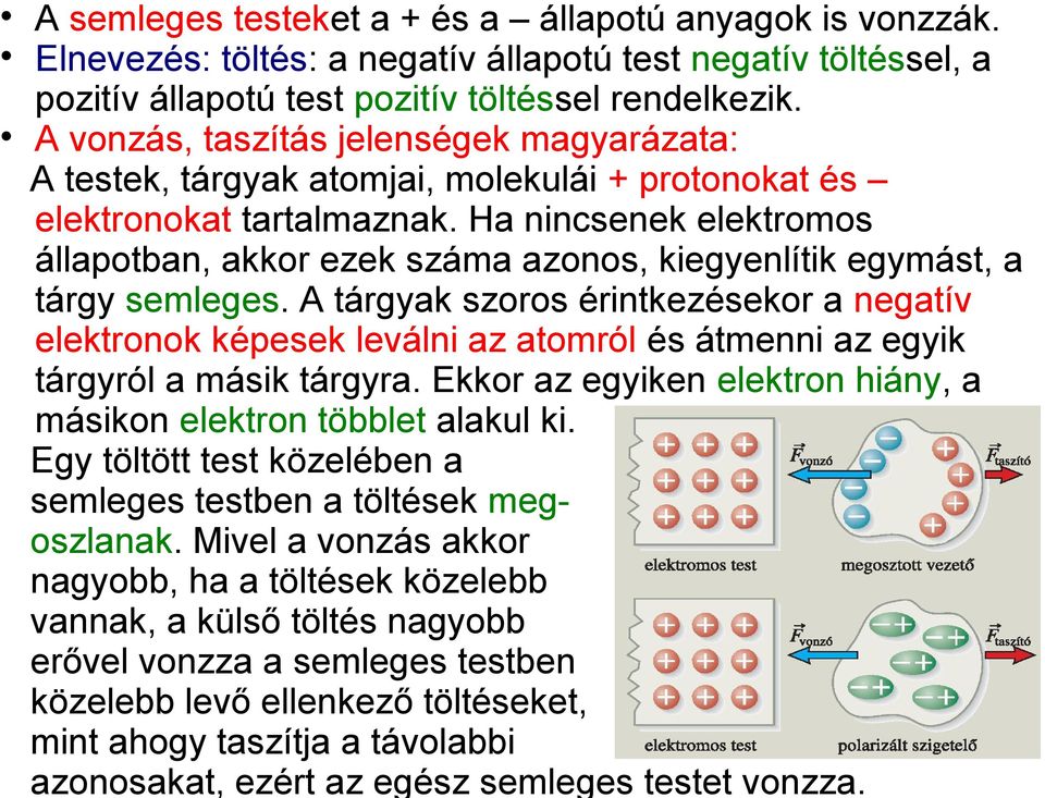 Ha nincsenek elektromos állapotban, akkor ezek száma azonos, kiegyenlítik egymást, a tárgy semleges.