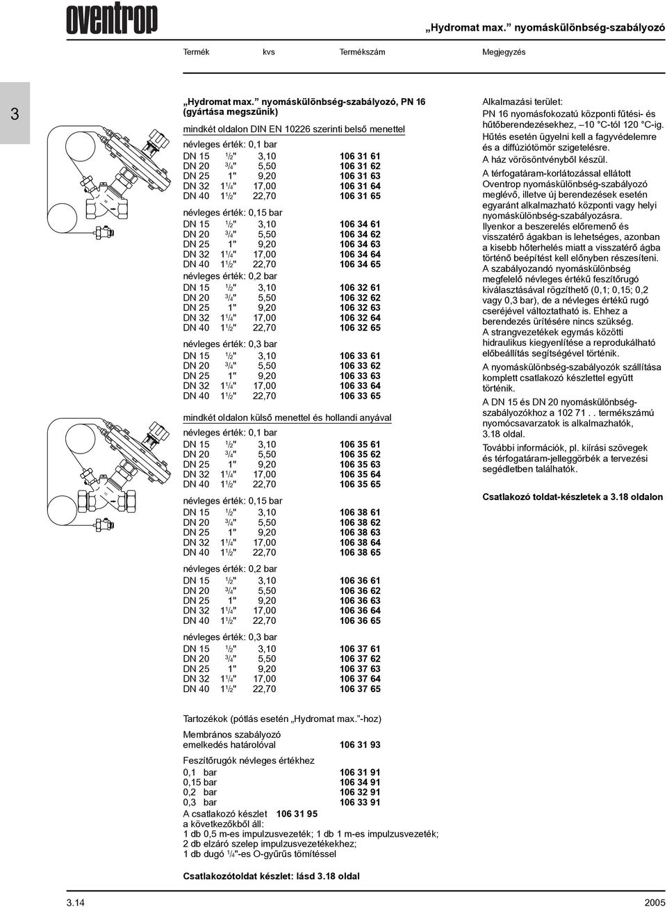 6 65 névleges érték:,5 bar /2", 6 4 6 DN 2 /4" 5,5 6 4 62 DN 25 " 9,2 6 4 6 DN 2 /4" 7, 6 4 64 DN 4 /2" 22,7 6 4 65 névleges érték:,2 bar /2", 6 2 6 DN 2 /4" 5,5 6 2 62 DN 25 " 9,2 6 2 6 DN 2 /4" 7,