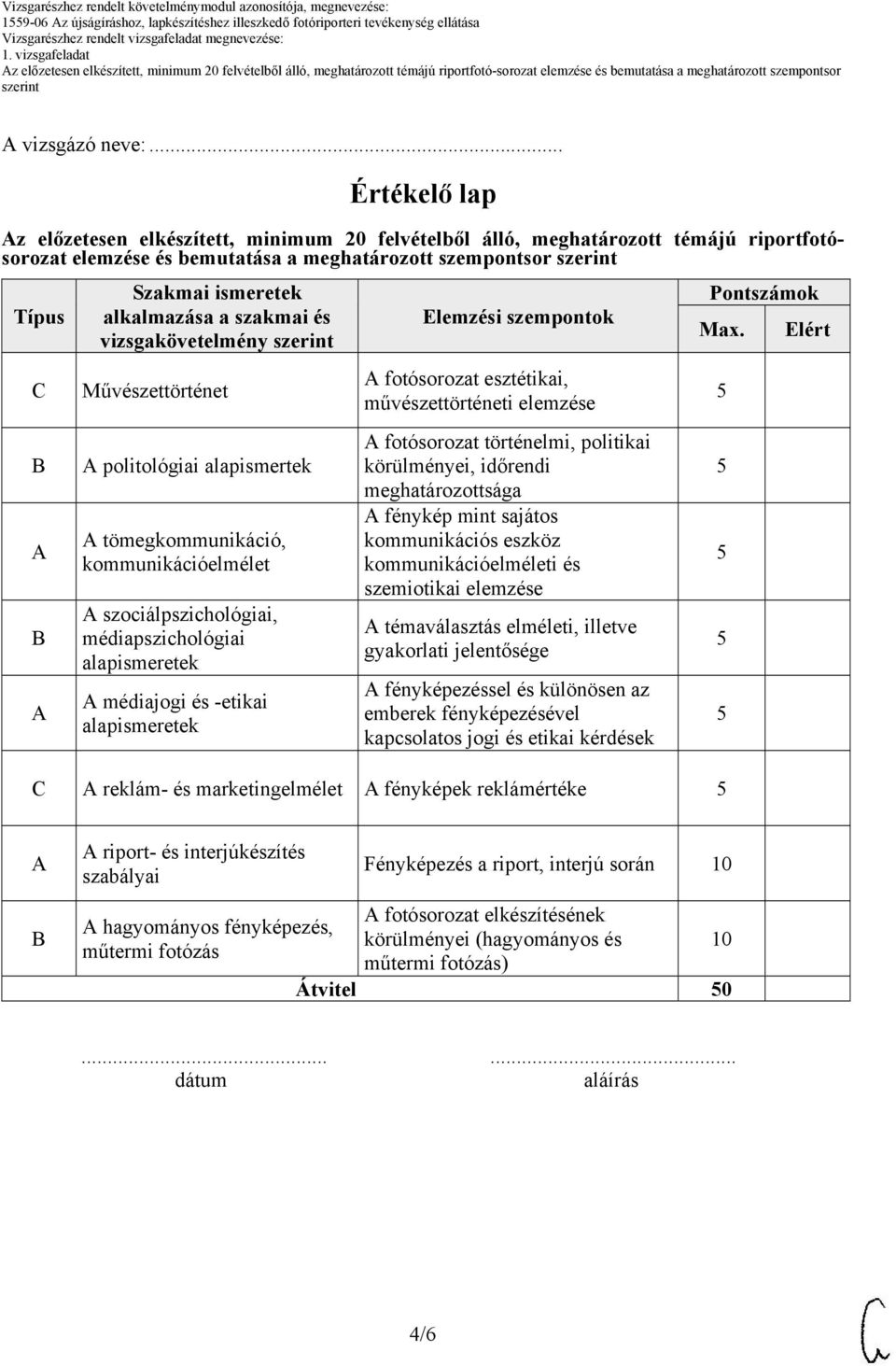 a szakmai és vizsgakövetelmény Művészettörténet politológiai alapismertek tömegkommunikáció, kommunikációelmélet szociálpszichológiai, médiapszichológiai alapismeretek médiajogi és -etikai