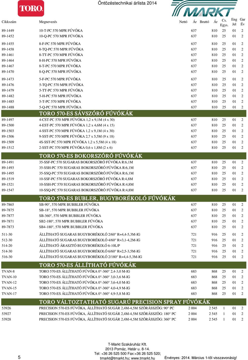 FÚVÓKA 637 810 25 01 2 89-1476 5-TQ-PC 570 MPR FÚVÓKA 637 810 25 01 2 89-1479 5-TT-PC 570 MPR FÚVÓKA 637 810 25 01 2 89-1482 5-H-PC 570 MPR FÚVÓKA 637 810 25 01 2 89-1485 5-T-PC 570 MPR FÚVÓKA 637