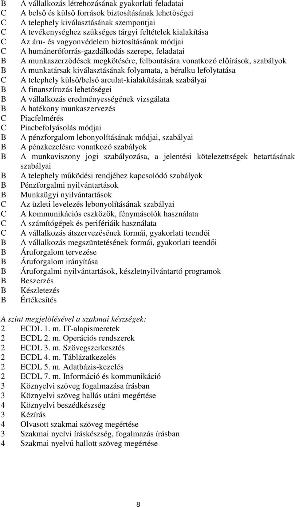 szabályok A munkatársak kiválasztásának folyamata, a béralku lefolytatása A telephely külső/belső arculat-kialakításának szabályai A finanszírozás lehetőségei A vállalkozás eredményességének