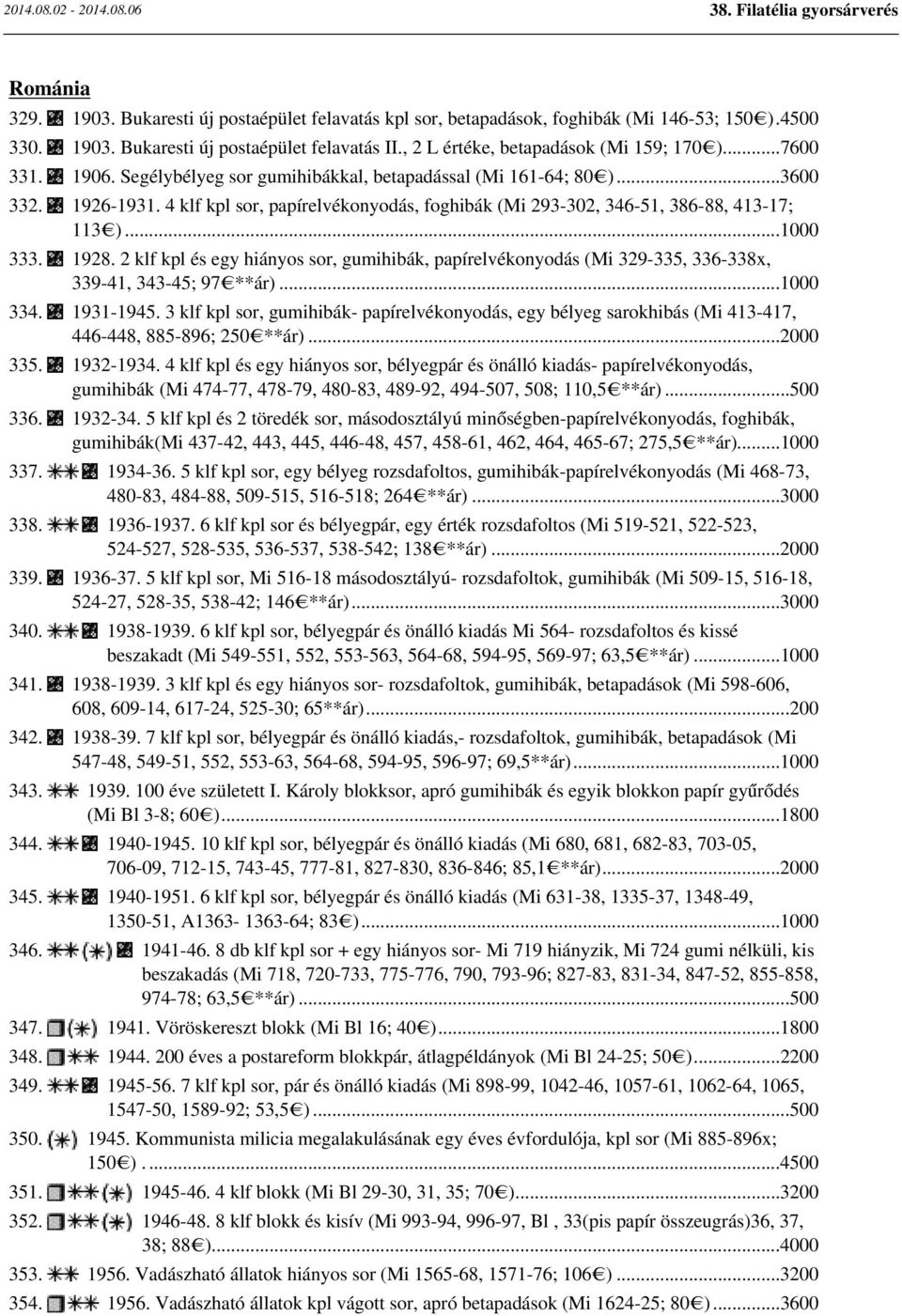 1928. 2 klf kpl és egy hiányos sor, gumihibák, papírelvékonyodás (Mi 329-335, 336-338x, 339-41, 343-45; 97 **ár)...1000 334. 1931-1945.