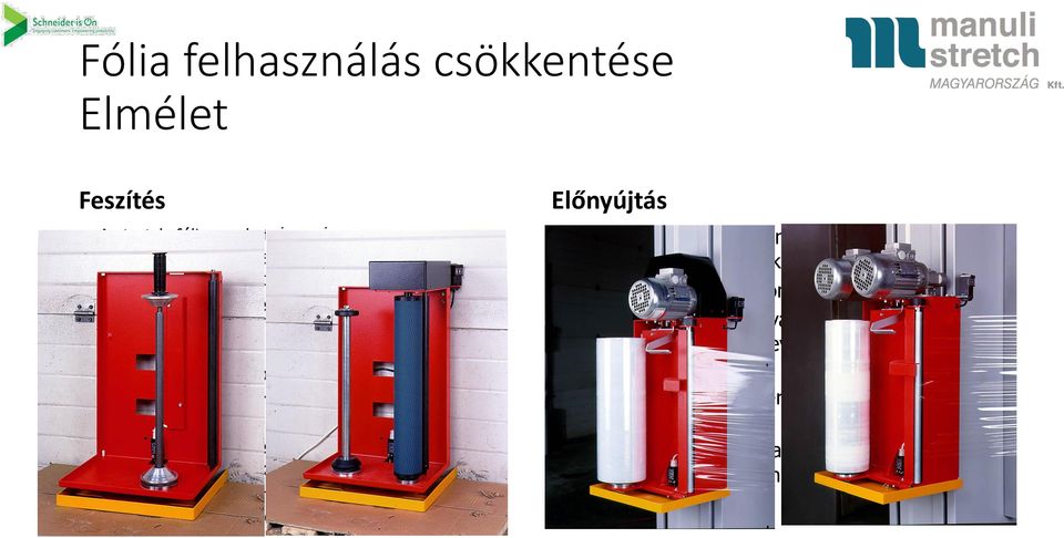 A feszítés növelésével a mechanikai tulajdonságok jelentősen csökkenek. Túl nagy feszítés esetén a stretch-fólia összeroppanthatja a csomagolt terméket.