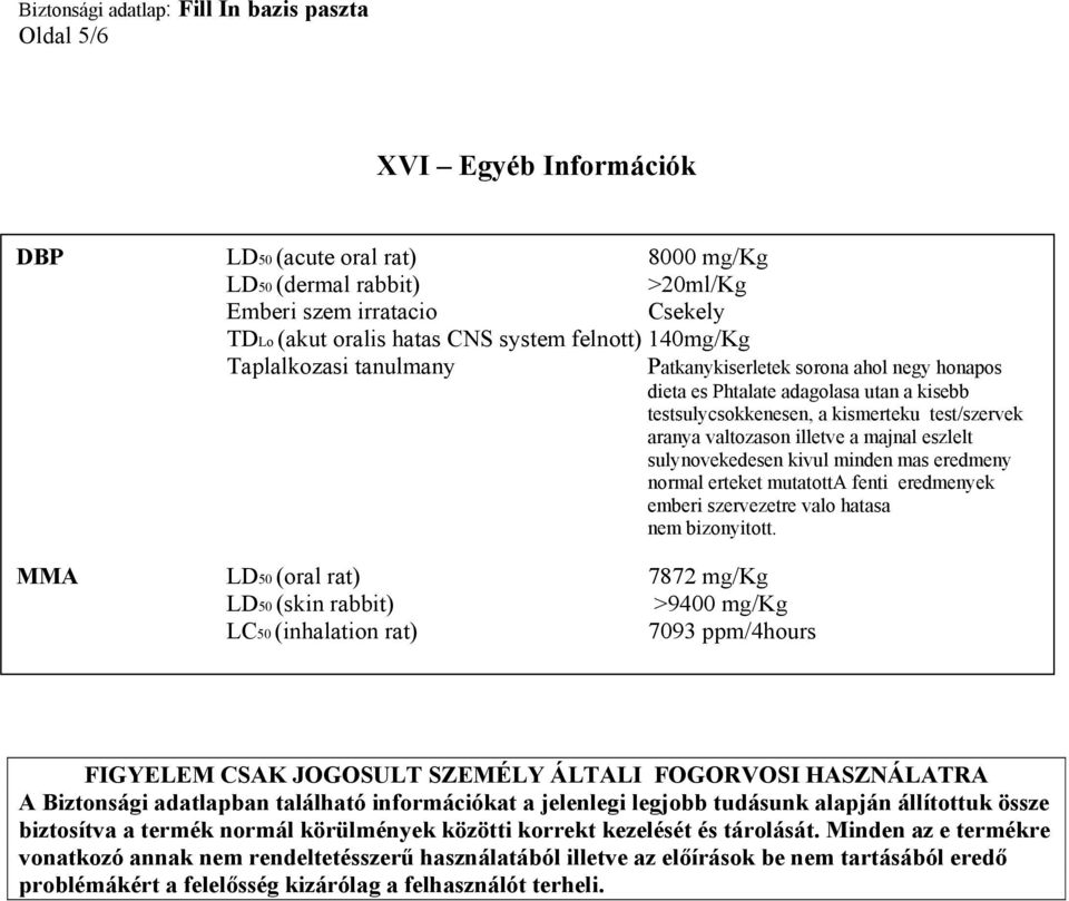 sulynovekedesen kivul minden mas eredmeny normal erteket mutatotta fenti eredmenyek emberi szervezetre valo hatasa nem bizonyitott.