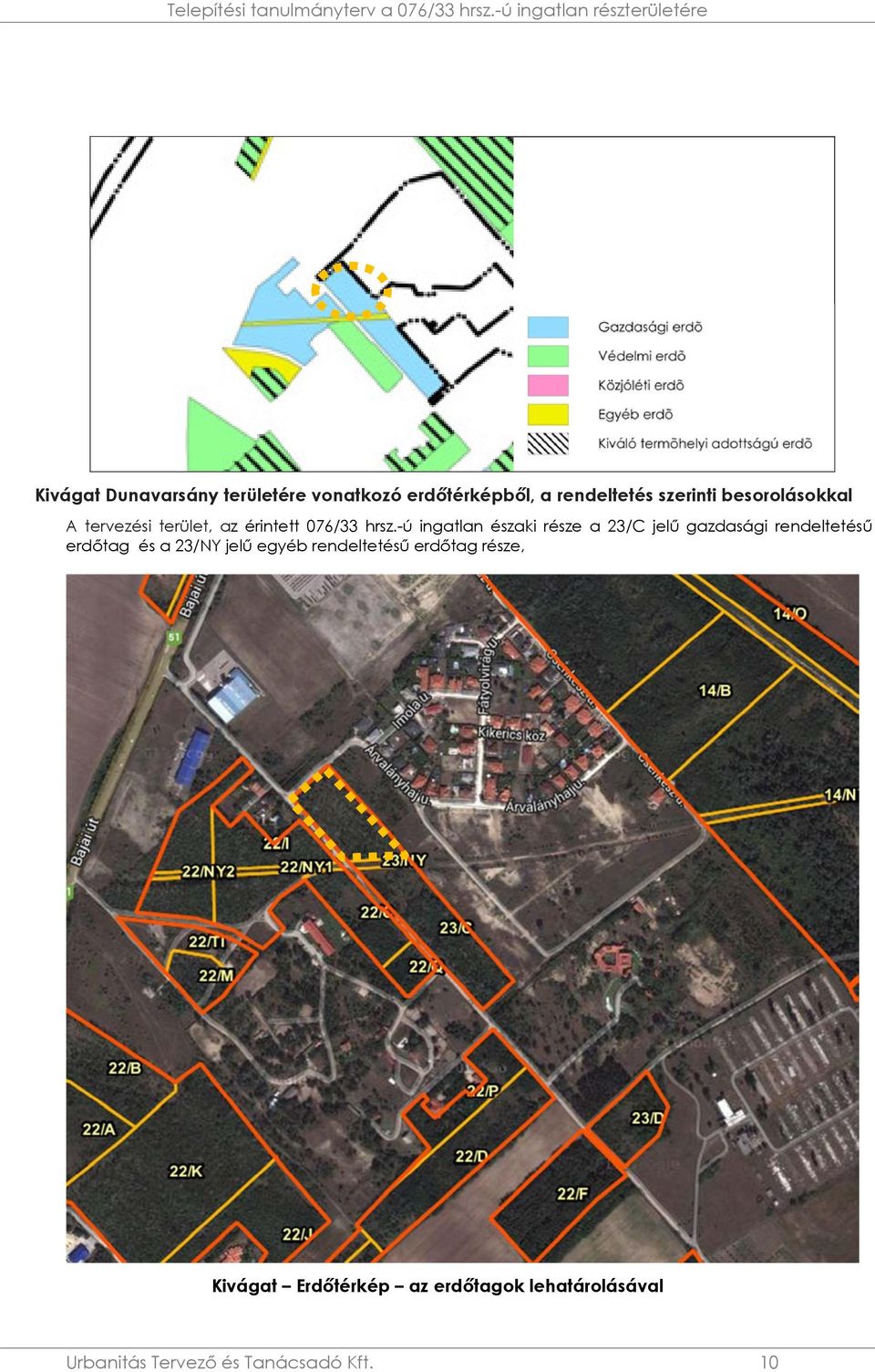 szerinti besorolásokkal A tervezési terület, az érintett 076/33 hrsz.