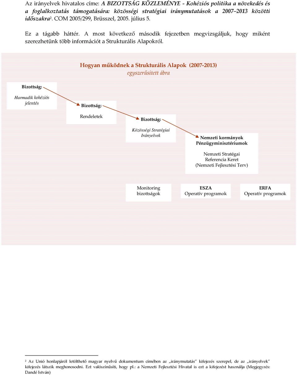 Hogyan működnek a Strukturális Alapok (2007-2013) egyszerűsített ábra Bizottság: Harmadik kohéziós jelentés Bizottság: Rendeletek Bizottság: Közösségi Stratégiai Irányelvek Nemzeti kormányok