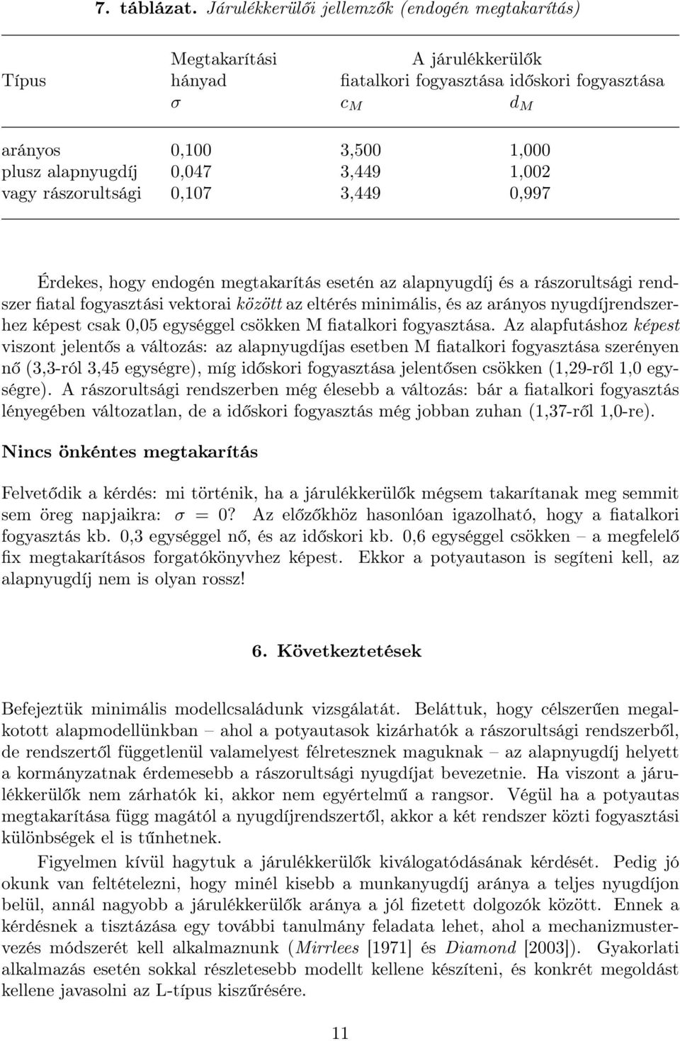 3,449 1,002 vagy rászorultsági 0,107 3,449 0,997 Érdekes, hogy endogén megtakarítás esetén az alapnyugdíj és a rászorultsági rendszer fiatal fogyasztási vektorai között az eltérés minimális, és az