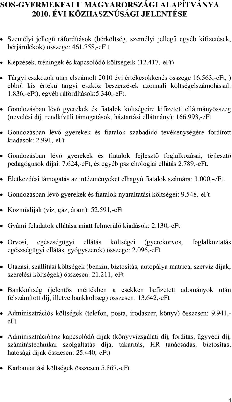 340,-eft. Gondozásban lévő gyerekek és fiatalok költségeire kifizetett ellátmányösszeg (nevelési díj, rendkívüli támogatások, háztartási ellátmány): 166.