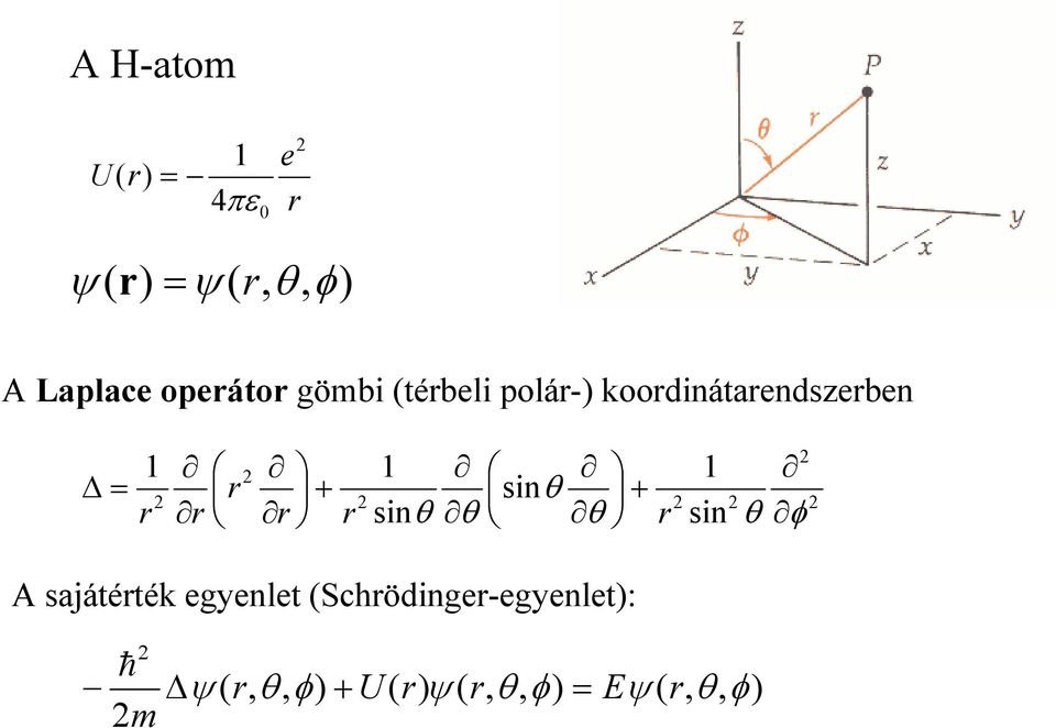 r U 0 4 1 ) ( πε = A Laplace operátor gömbi (térbeli polár-)