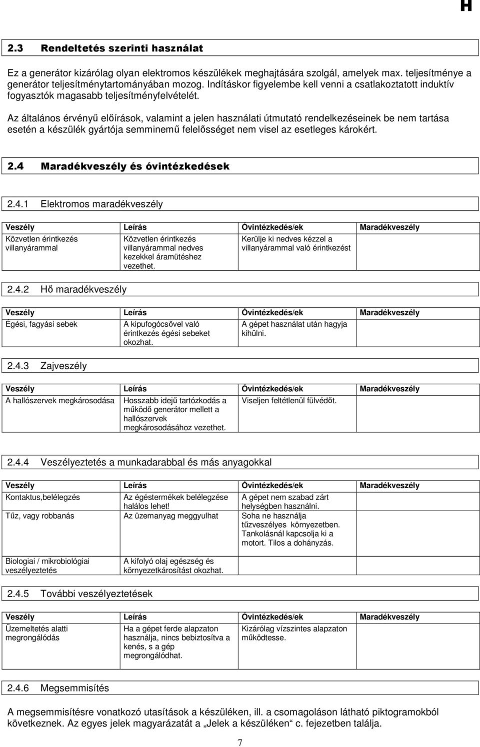 Az általános érvényő elıírások, valamint a jelen használati útmutató rendelkezéseinek be nem tartása esetén a készülék gyártója semminemő felelısséget nem visel az esetleges károkért. 2.