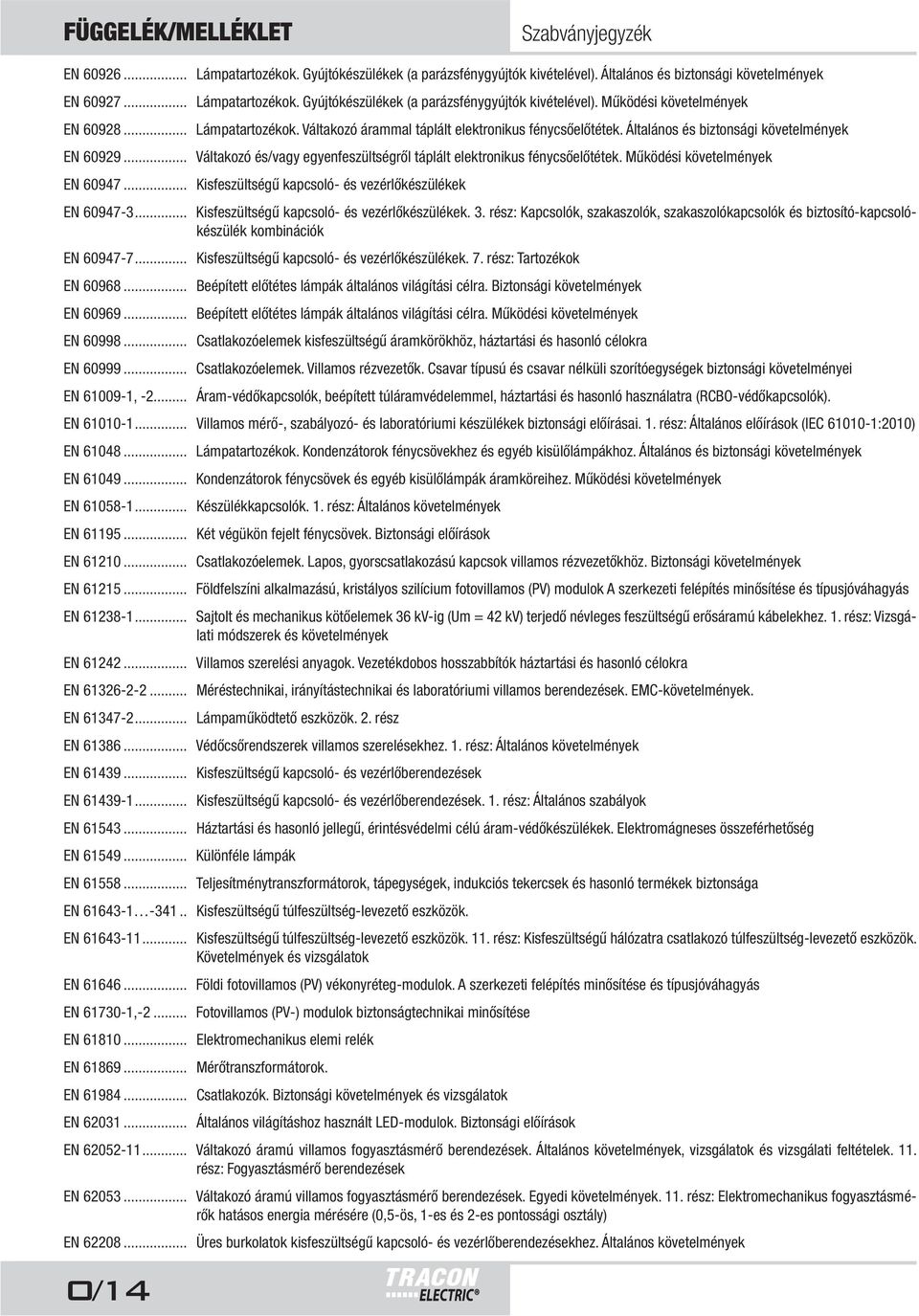 Működési követelmények EN 60947... Kisfeszültségű kapcsoló- és vezérlőkészülékek EN 60947-3... Kisfeszültségű kapcsoló- és vezérlőkészülékek. 3.