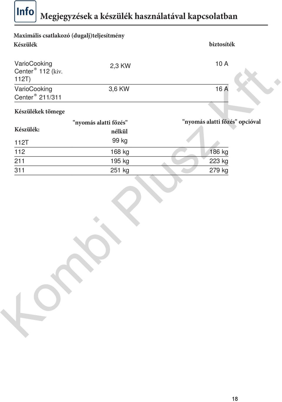 kiv. Készülékek tömege Készülék: "nyomás alatti