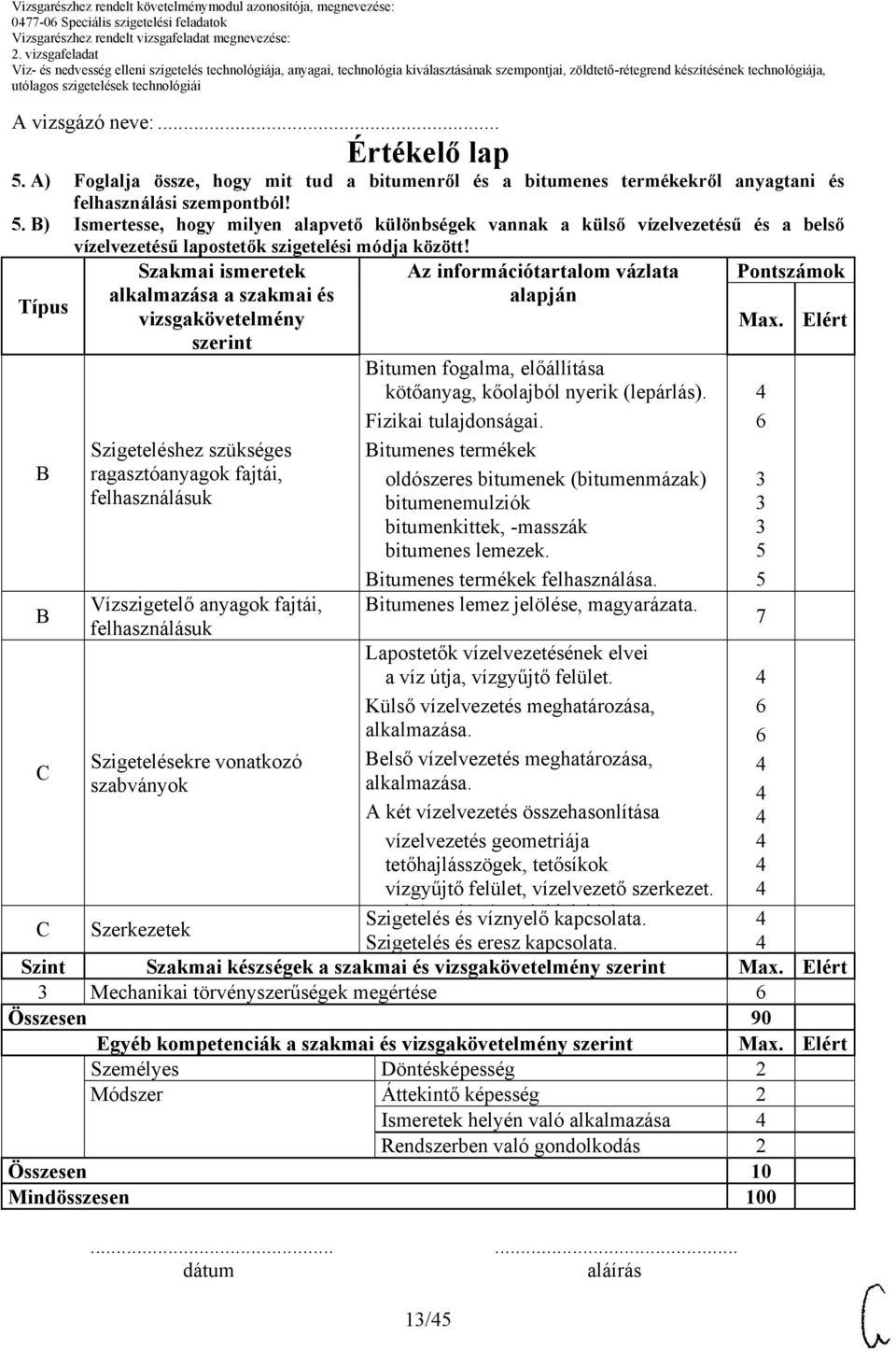 Szakmai ismeretek alkalmazása a szakmai és vizsgakövetelmény szerint Szigeteléshez szükséges ragasztóanyagok fajtái, felhasználásuk Vízszigetelő anyagok fajtái, felhasználásuk Szigetelésekre