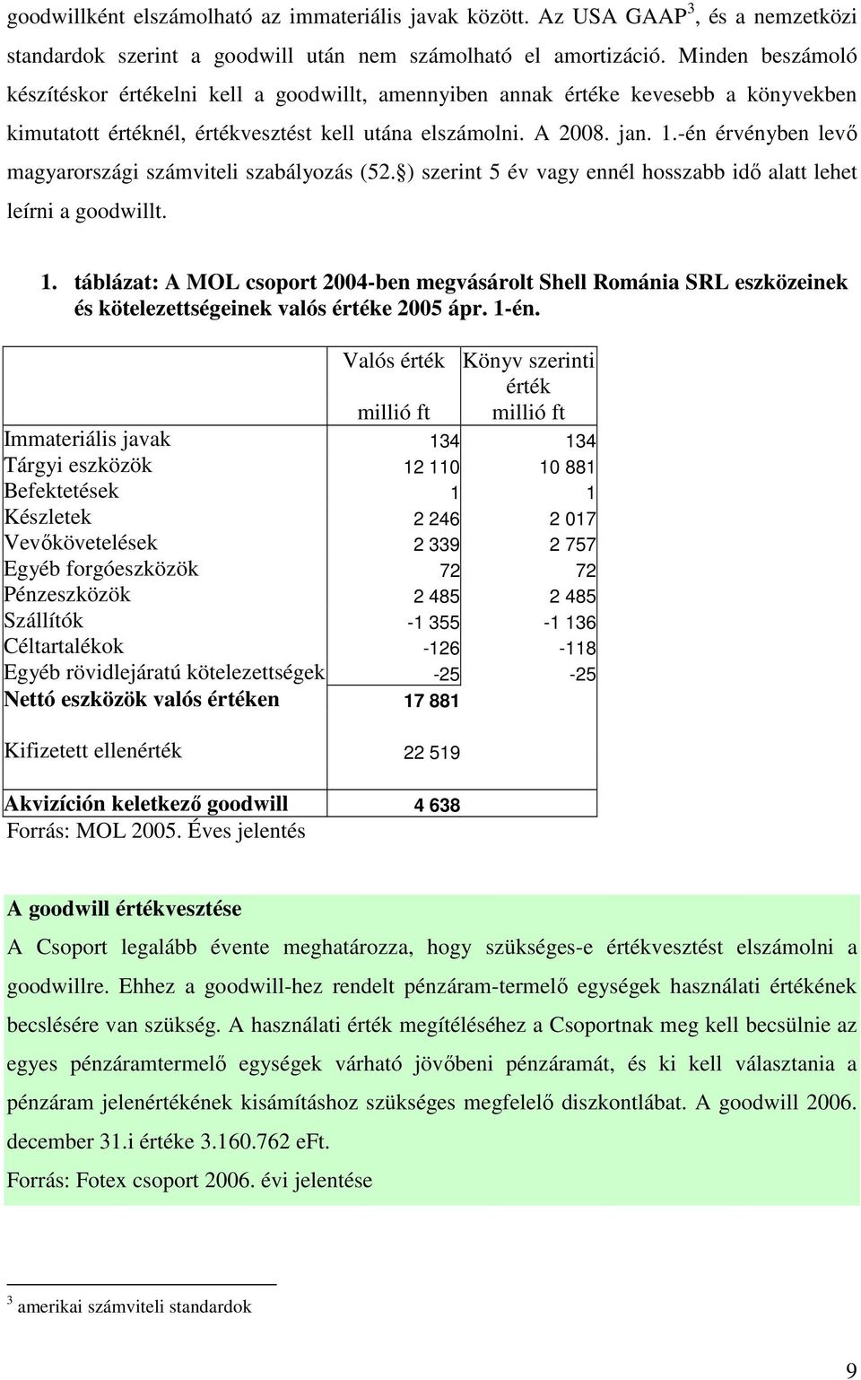 -én érvényben levı magyarországi számviteli szabályozás (52. ) szerint 5 év vagy ennél hosszabb idı alatt lehet leírni a goodwillt. 1.