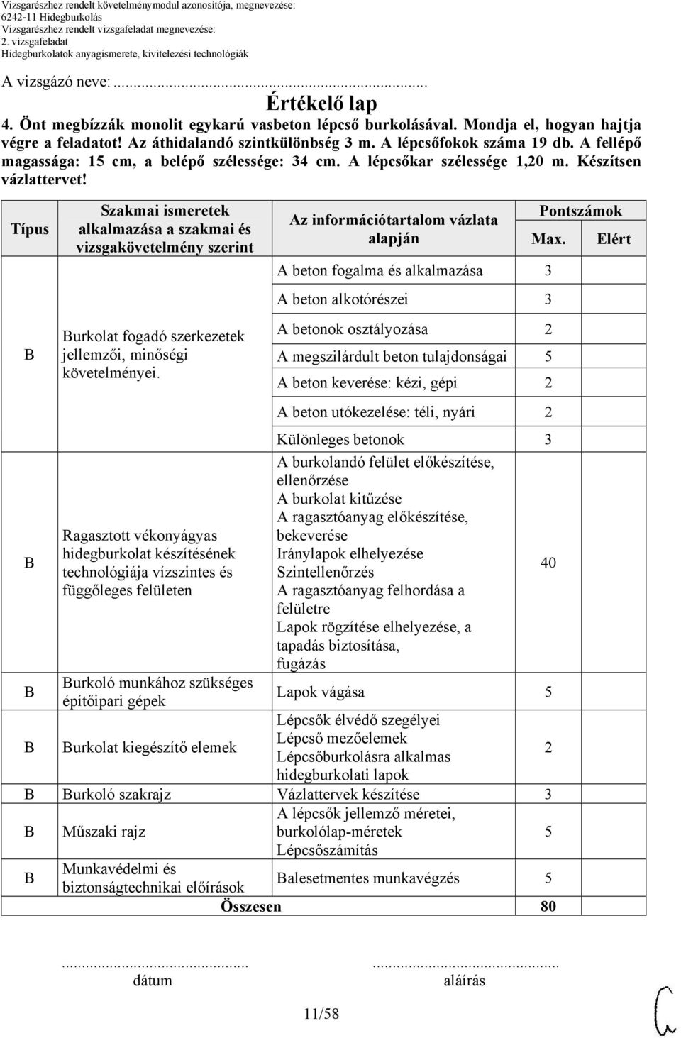 Típus Szakmai ismeretek alkalmazása a szakmai és vizsgakövetelmény szerint urkolat fogadó szerkezetek jellemzői, minőségi követelményei.